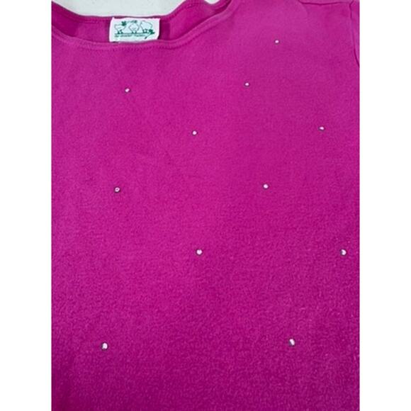 "Quaker Factory" Women's Top Tee Plus 1X Pink Embellished Bling Fairy Whimsy - Picture 5 of 7